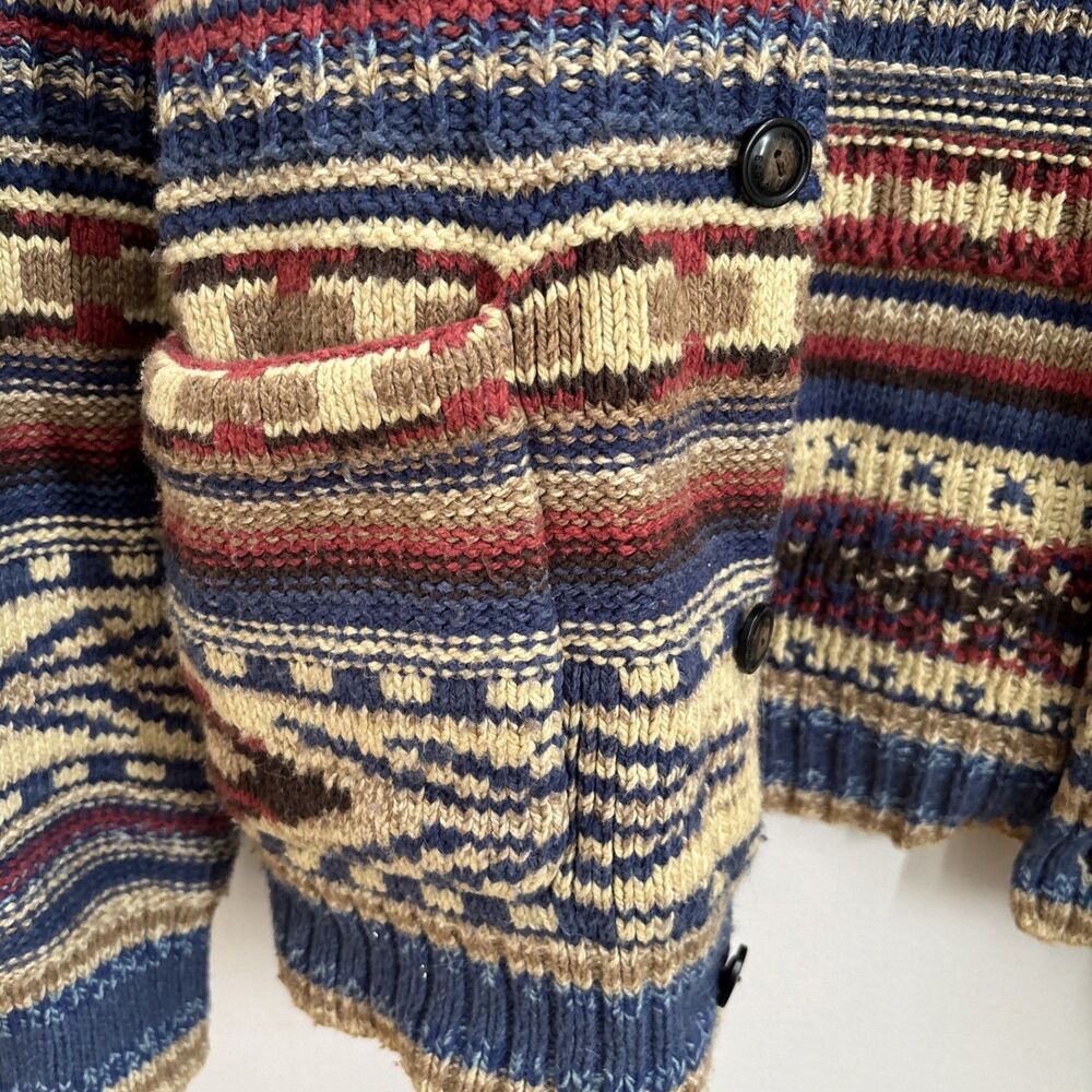 American Eagle Outfitters Y2K Vintage Retro Aztec Fisherman Grandpa Knit Cardi M - Picture 5 of 7